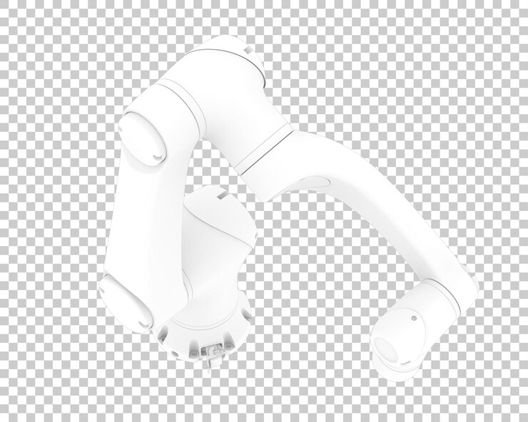 PSD brazo de robot aislado sobre fondo transparente ilustración de renderizado 3d