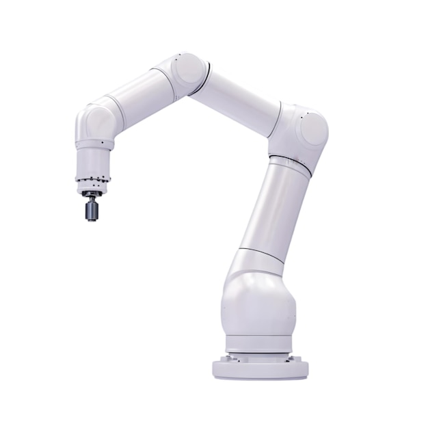 El brazo robótico industrial blanco 3D Ilustración de la máquina de fabricación automatizada