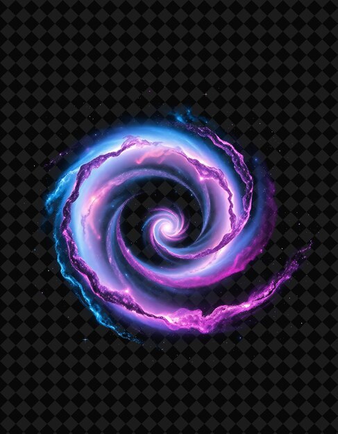 Los brazos espirales galácticos girando con azul luminoso y magenta Fea neón color marco Y2K coleccionista