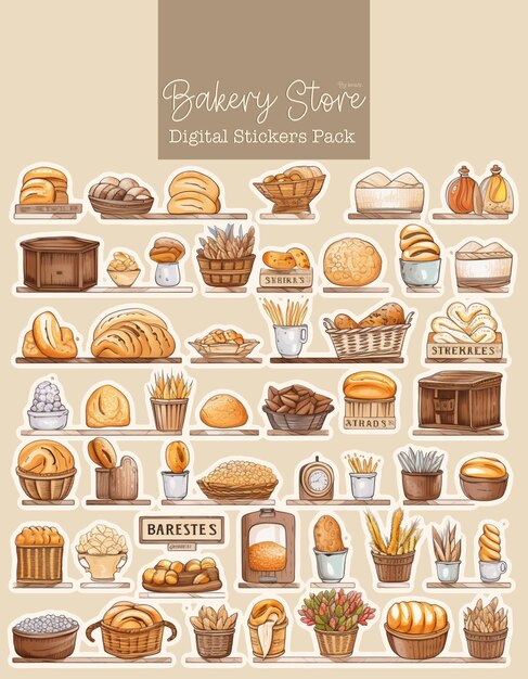 Bread_shop_stuffs_clipart_sets_white_background_pastel_color