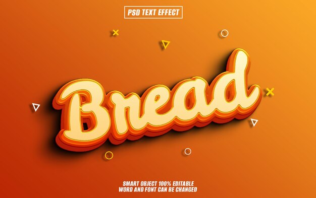 Bread-Text-Effekt-Schriftart bearbeitbare Typographie 3D-Text