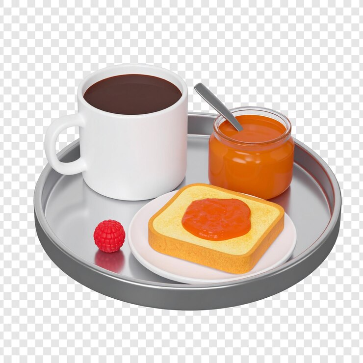PSD breakfast illustration coffee toast jam digital art