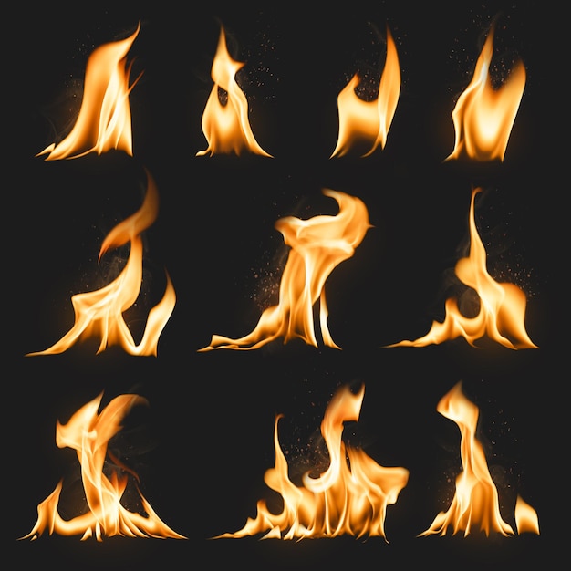 Brennende Flamme Aufkleber realistisches Feuer Bild psd-Set