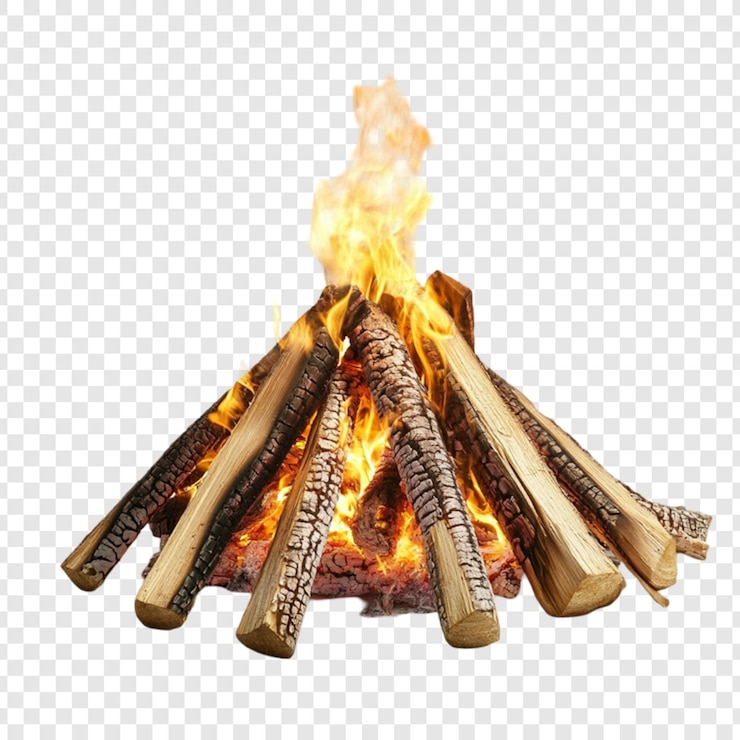 PSD brennendes lagerfeuer holzstämme flammen wärme wärme camping außenfeuer