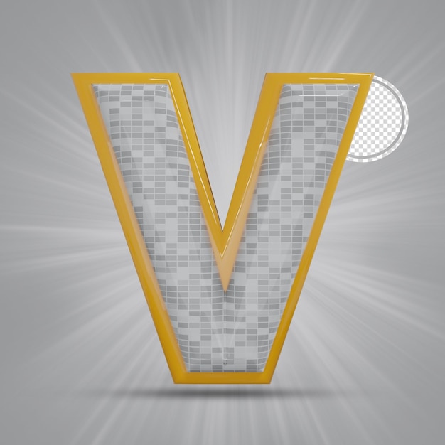 Brick style alphabet v buchstabe 3d render