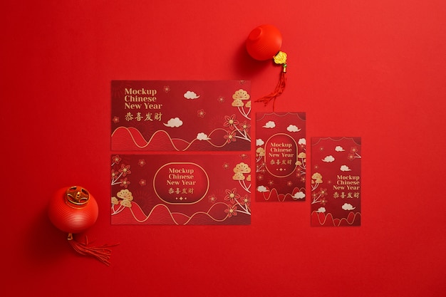 Briefpapier-Mock-up-Design des chinesischen Neujahrs