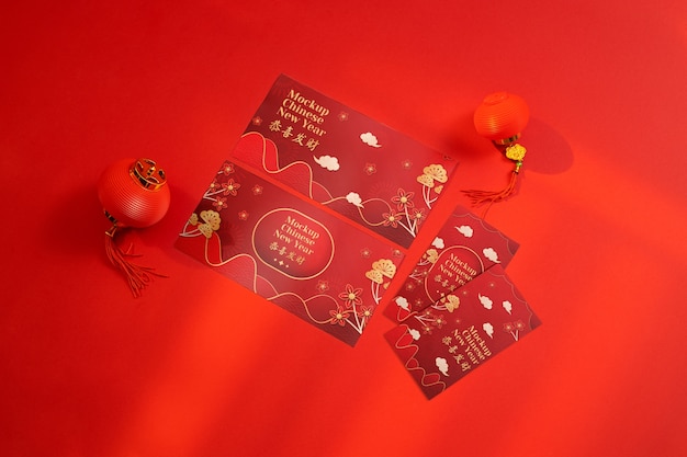 Briefpapier-Mock-up-Design des chinesischen Neujahrs
