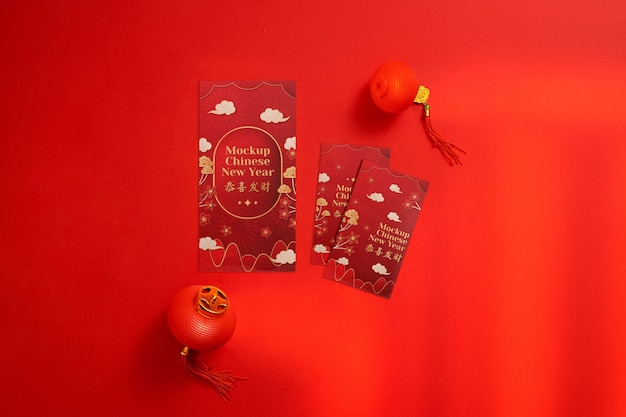 Briefpapier-Mock-up-Design des chinesischen Neujahrs