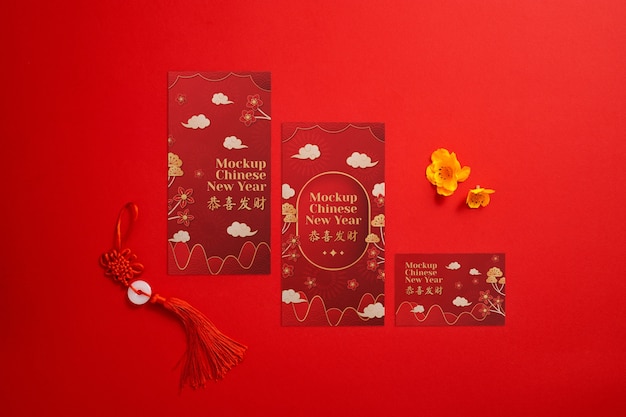 Briefpapier-Mock-up-Design des chinesischen Neujahrs
