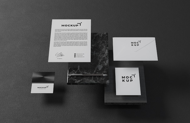 Briefpapier-Mockup-Design im schwarzen Stil