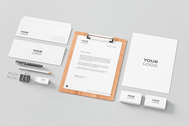 Briefpapier mockup white company business realistic