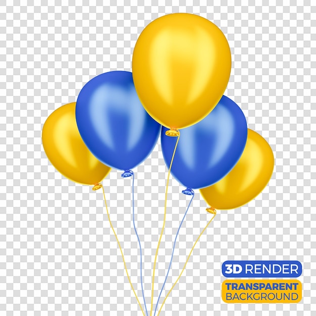PSD bright balloons flying blue yellow 2