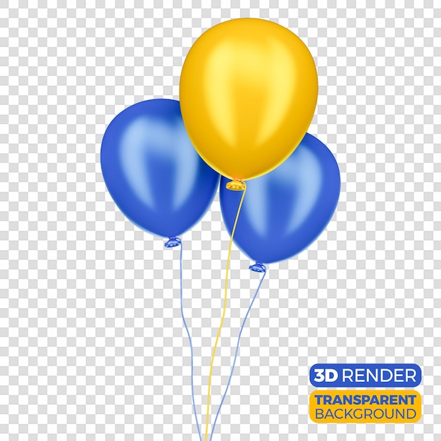 PSD bright balloons flying blue yellow