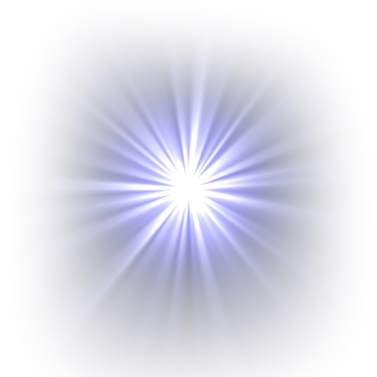 PSD bright blue light burst with radial beams