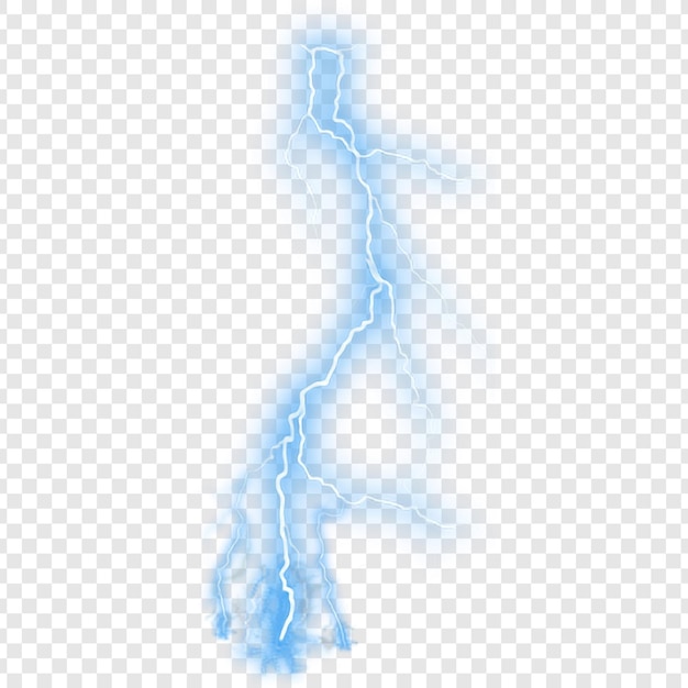 Bright Blue Lightning Bolt on Transparent Background