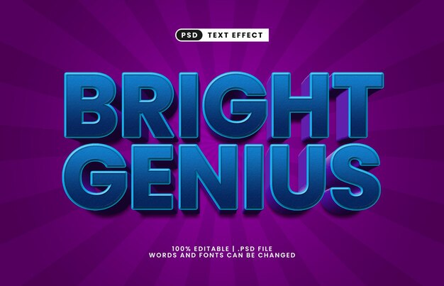 bright genius efecto de texto editable con estilo de texto inteligente y infantil