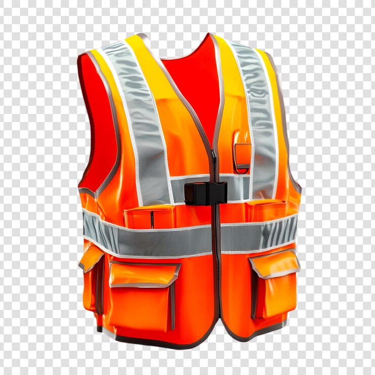 PSD bright orange safety vest with reflective stripes work gear protection