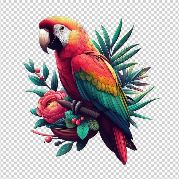 PSD bright parrot plumage png