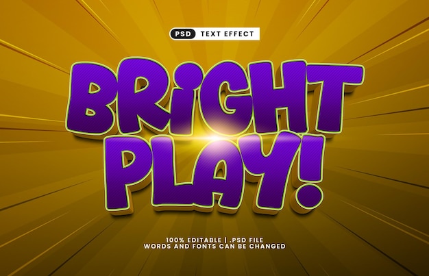 bright play editable text effect with a game and kids text effect