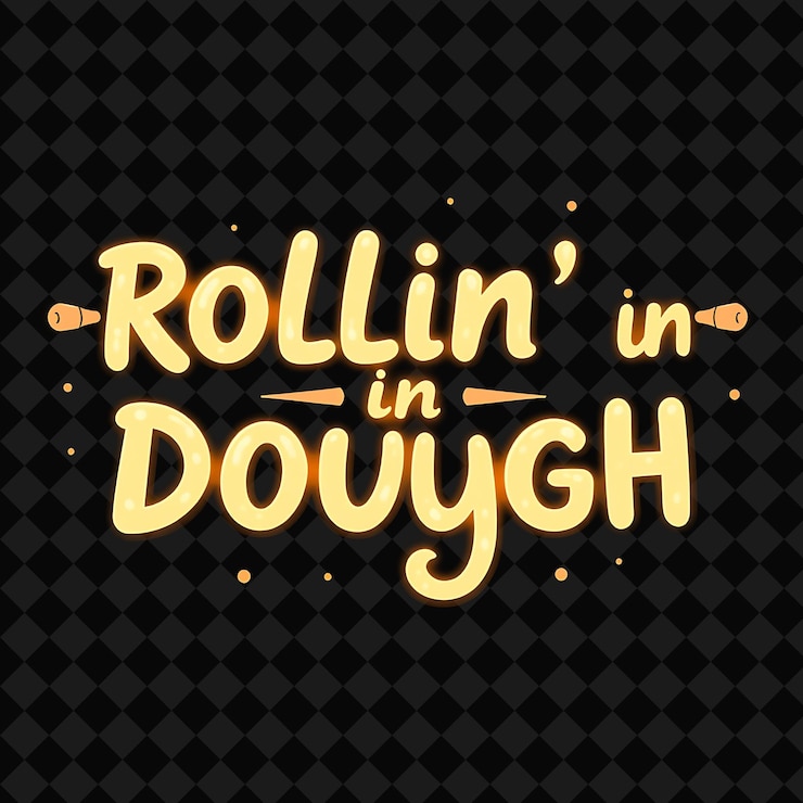 PSD bright rollin in dough testo luminoso in caldo beige e marrone con s png ispirato al neon decorazione alimentare