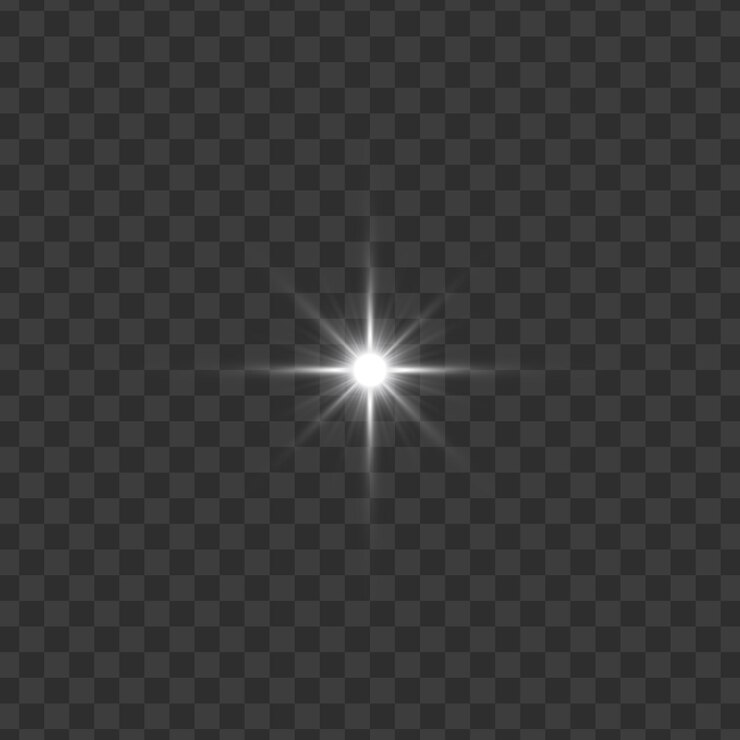 PSD bright star flare on transparent background
