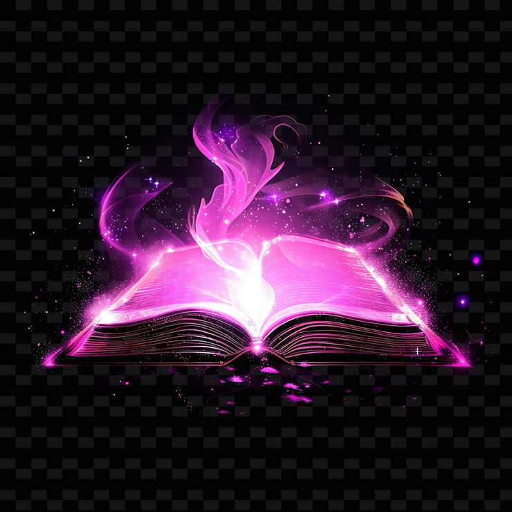PSD brilho brilhante de uma abertura de livro de conto de fadas com luz com neo png designs de arte de linha de néon criativos
