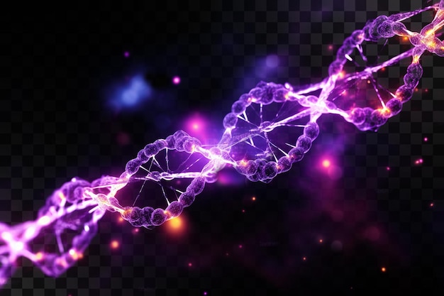 Brilho de luz de DNA abstrato em fundo transparente
