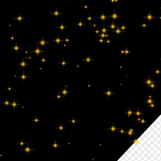 brilho elemento de luz amarelo estrelas espumantes ornamento luz amarela design fundo preto arquivo psd