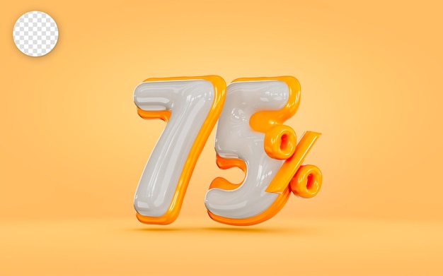 Brillant Réaliste De 75 % De Réduction Sur Fond Orange Concept De Rendu 3d Pour L'offre De Vente Méga