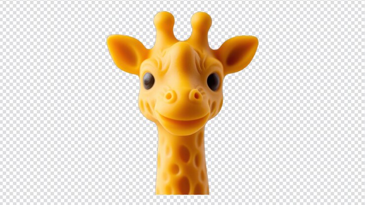 PSD brillante y atractiva imagen de primer plano de un juguete para bebés con forma de jirafa, ideal para la crianza y el cuidado de los niños
