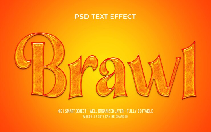 PSD un brillante efecto de texto psd de color amarillo profundo y creativo con un fondo amarillo