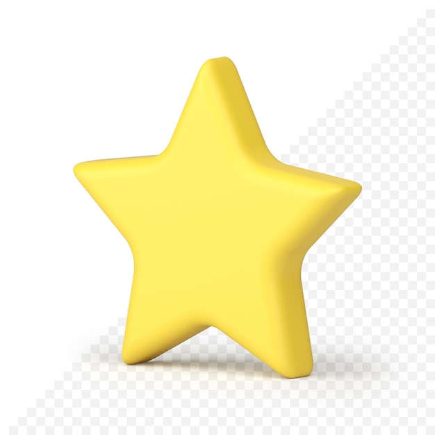 Brillante estrella amarilla de cinco puntas colocada en diagonal insignia de premio logro isométrico icono 3d