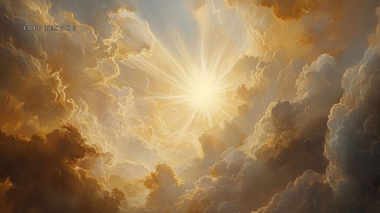 PSD los brillantes rayos del sol estallando a través de las nubes dramáticas