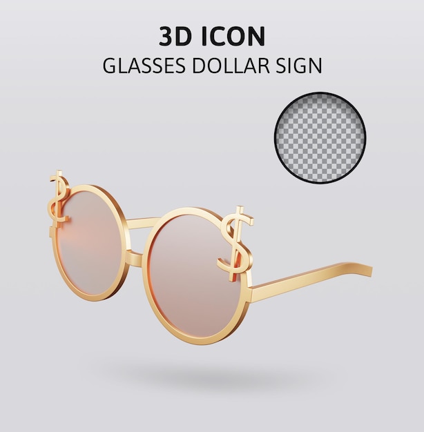 Brille Dollar 3D-Rendering-Illustration