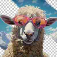 PSD le brillenschaf ou les lunettes de moutons est éteint fond transparent