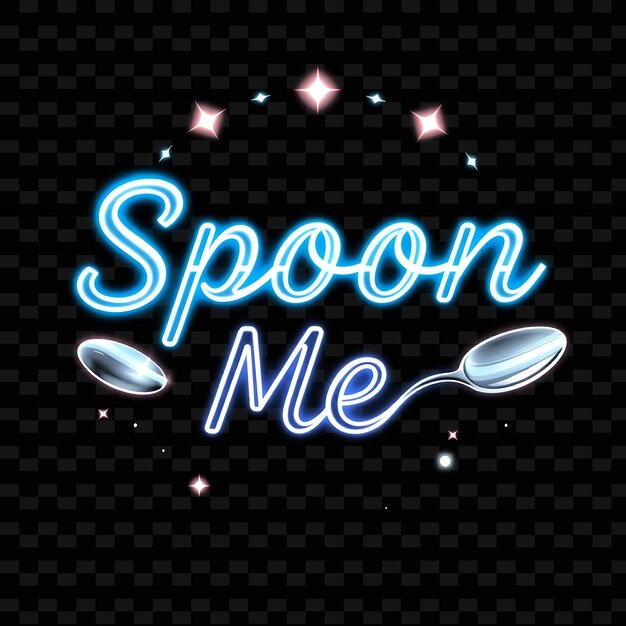 Brilliant Spoon Me Text in Neon Silber und Hellblau begleitet von Neon Yummy Typografie DesignS