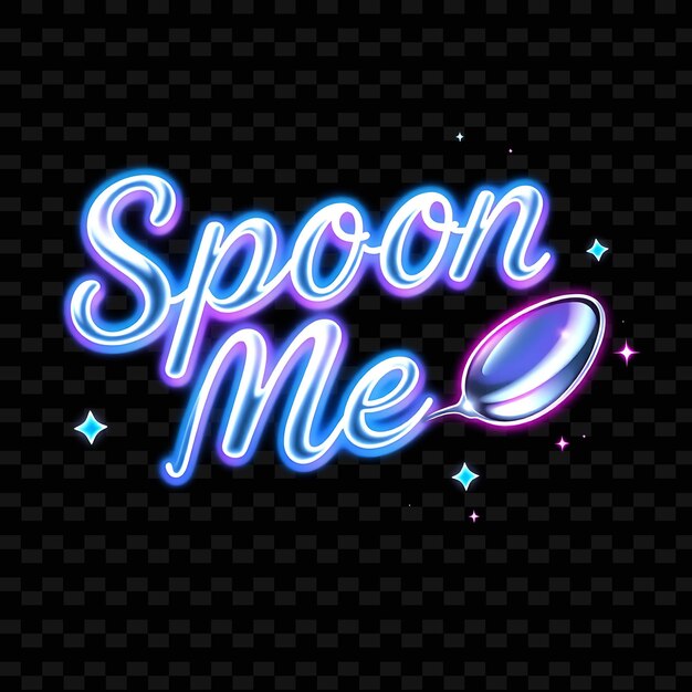 Brilliant Spoon Me Text in Neon Silber und Hellblau begleitet von Neon Yummy Typografie DesignS