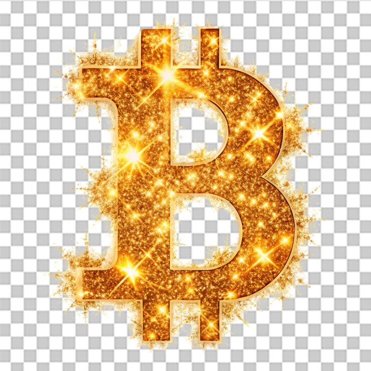 PSD el brillo de bitcoin aislado en un fondo transparente