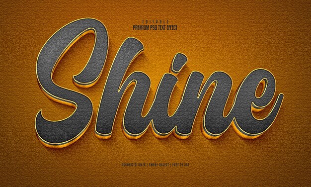 Brillo editable premium psd efecto de texto 3d