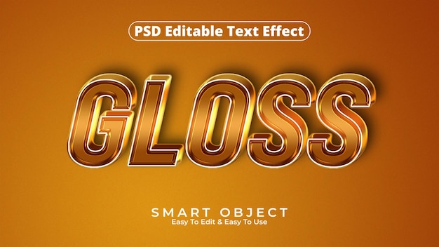 Brillo efecto de texto 3d editable creativo con objeto inteligente premium psd