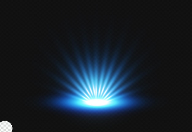 Brillo de luz azul realista aislado sobre fondo transparente