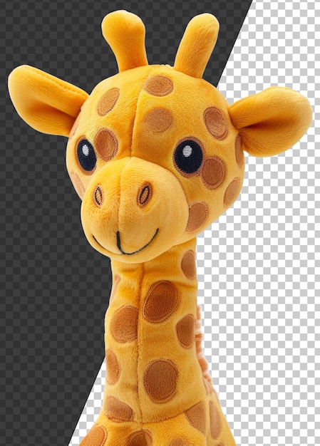 PSD brinquedo de pelúcia de girafa com pescoço longo e pelúcia padronizada em fundo transparente png