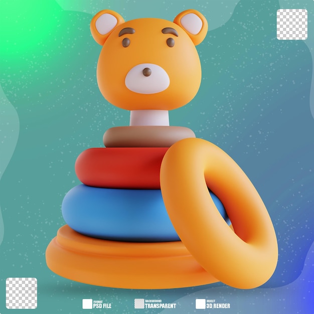 PSD brinquedo educacional de anel de rosquinha de ilustração 3d