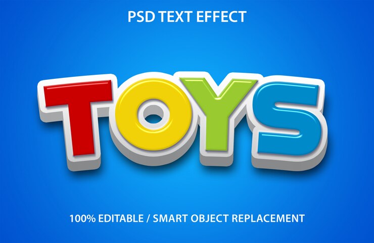 Brinquedos editáveis com efeitos de texto