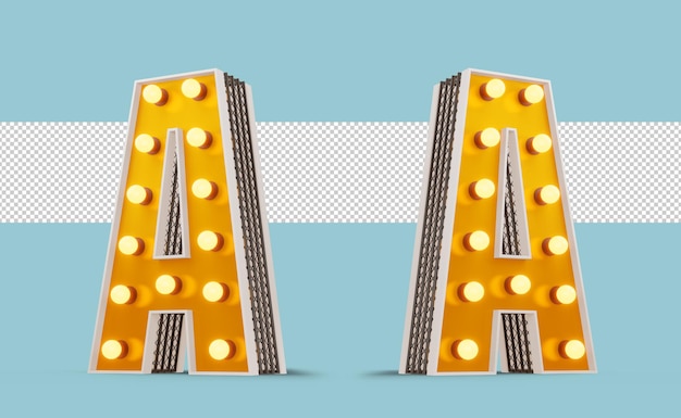 Broadway-Stil Glühbirne Alphabet 3D-Rendering