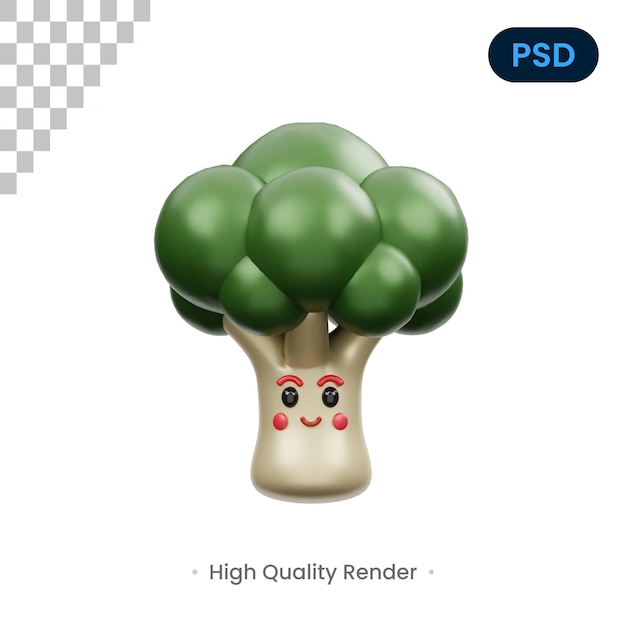 Broccoli 3D Render Illustrazione Psd Premium