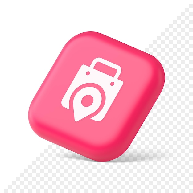 PSD broche de carte de localisation de magasin avec bouton de sac à provisions icône de conception d'application web symbole élément de site web