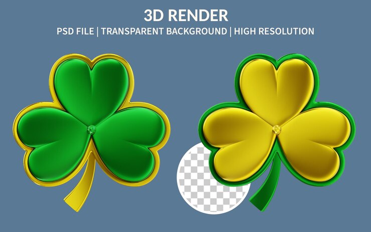 Broche de luxo trevo ilustração 3d reder