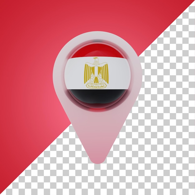 PSD broche drapeau rond de l'égypte rendu 3d