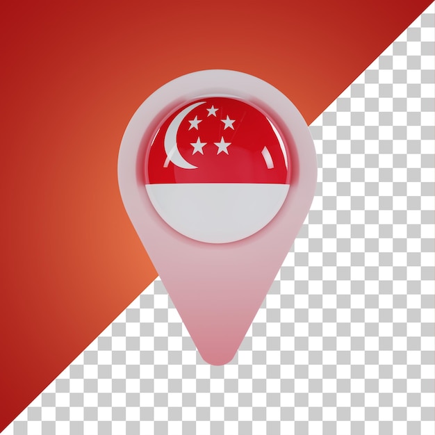 PSD broche drapeau rond de singapour rendu 3d